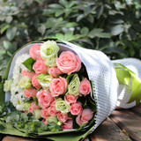 厦门鲜花速递鲜花店香槟红粉白玫瑰鲜花礼盒花束生日礼物同城送花