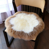 澳尊澳洲羊毛皮坐垫沙发垫冬季保暖加厚椅子垫可爱毛绒椅垫圆形垫