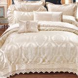 欧美式高档奢华样板房米白色床上用品 贡缎提花四六八十件套MYL55