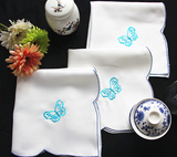 欧式布艺餐巾布餐垫揩巾擦杯布 一角有蝴蝶
