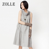 ZOLLE因为欧美大牌高端专柜气质连衣裙中长款无袖欧美高领宽松裙
