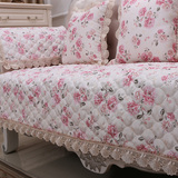 全棉韩式亚麻沙发垫布艺粉色田园四季防滑皮沙发坐垫沙发套沙发罩