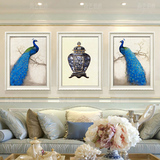 尚艺伯爵 客厅欧式装饰画现代简约有框画沙发背景墙壁挂画 蓝孔雀