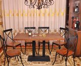 美式复古实木铁艺餐桌住宅家具办公酒吧餐饮咖啡桌椅会议桌