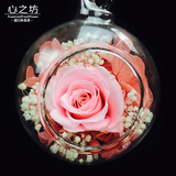 永生花礼盒进口玫瑰花玻璃罩送女友爱人情人节创意生日七夕礼物花