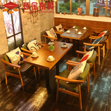 西餐厅桌椅实木休闲椅子咖啡厅奶茶店餐桌椅组合复古美欧式沙发椅