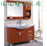 现代中式橡木实木一体陶瓷盆落地式浴室柜组合卫浴柜洗手盆洗漱台