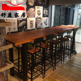 简约LOFT铁艺实木餐桌星巴克咖啡厅桌椅组合酒吧复古吧台桌长桌