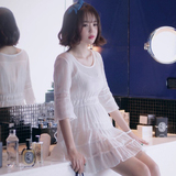 【清仓】韩版甜美清新白色雪纺连衣裙夏装仙拼接2015夏装女新款