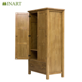 纯实木两门衣柜衣橱橡胶木带抽储物柜宜家简约现代实木家具特价
