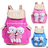小学生书包1-3-5、6年级女童女孩儿童双肩背韩版轻便pu布可爱书包