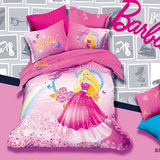 卡通女生芭比娃娃小女孩公主纯棉四件套可爱全棉床上用品被套
