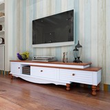地中海电视柜 实木地柜美式乡村客厅家具组合伸缩现代简约视听柜