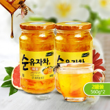 包邮 韩国进口KJ国际蜂蜜柚子茶560g*2罐 富含维C 饮料饮品水果茶