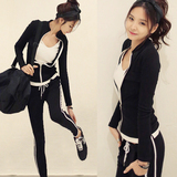 秋冬韩版显瘦长袖卫衣两件套休闲女士韩国全棉瑜伽跑步运动服套装