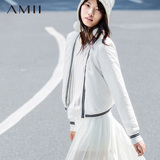 amii冬季短款V领大码修身外套单排扣长袖新款棉服女装通勤棉衣
