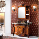 欧式仿古浴室柜镜柜落地柜实木组合美国红橡木面盆柜台盆整体
