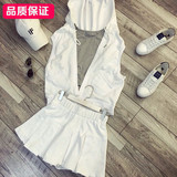 2016夏装新款女装韩版时尚背心马甲短裙子三件套装休闲运动潮夏季