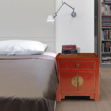 床头柜[摆设新中式家具]卧室储物床边柜做旧1屉2门特价实木储物柜