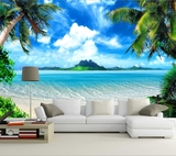 海景风景大型壁画客厅沙发电视背景墙画壁纸墙纸3d立体无缝无纺布
