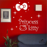 浪漫kitty猫蝴蝶结 客厅电视墙卧室背景墙儿童房间装饰 墙贴 特价