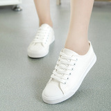 经典校园免洗小白鞋15 16岁女孩学生鞋PU女鞋13 14韩版系带休闲鞋
