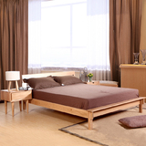 纯实木床 日式简约白橡木床卧室家具1.5米1.8米双人床原木色特价