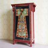 现代新中式古典实木彩绘彩漆储物收纳鞋柜手绘金箔玄关客厅置物柜