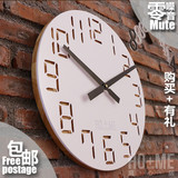 窝心居现代时钟欧式挂钟实木创意个性客厅挂钟白色圆形钟表