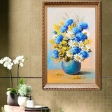花卉油画装饰画复古怀旧有框画挂画咖啡厅餐厅墙画花瓶静物壁画
