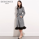 迪赛尼斯风衣女2016秋装中长款英伦韩版修身长袖外套系带大衣新品
