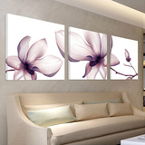 客厅装饰画 现代简约三联壁画 沙发背景墙挂画透明花卧室无框画