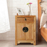 新中式实木免漆床头柜 原木色做旧仿古家具简约现代