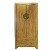 榆木大衣柜简约现代实木原木衣橱对开两门储物柜中式明清古典卧室