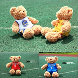 NBA球衣玫瑰绒泰迪熊球服库里詹姆斯哈登毛绒公仔玩具布娃娃礼物