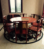 圆形餐桌椅组合8人座1.5米 全实木家具 阅梨同款 大理石桌面