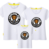 亲子装短袖T恤潮牌baby猴子一家三口母女母子装加大码夏季全家装