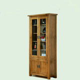 美国进口白橡木实木家具酒柜两门书柜展示柜玻璃门柜复古特价