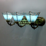 地中海三头壁灯欧式卧室床头灯现代简约卫生间镜前灯蒂凡尼灯具