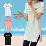 韩版夏季白色纯棉中长款修身纯色短袖女t恤夏打底衫半袖上衣体恤