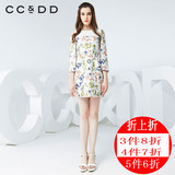 CCDD2016春夏新款专柜正品中国风田园印花高腰修身连衣裙甜美花苞