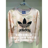 代购阿迪达斯2015秋季Adidas三葉草女款套头衫花卉运动卫衣AO3610