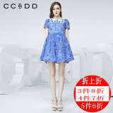 惠CCDD2016夏专柜正品新款女 欧根纱圆点甜美高腰修身连衣裙