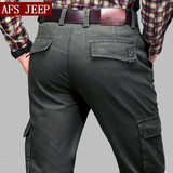 春季厚款AFS JEEP工装裤男士潮直筒休闲长裤子大码宽松多口袋军裤