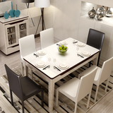 餐桌椅组合小户型6人简约现代钢化玻璃宜家烤漆高亮光餐台饭桌