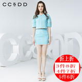 CCDD2016夏装新款女韩版直筒廓形灯笼袖时尚拼色短外套