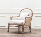 美式乡村实木老虎椅法式新古典欧式复古客厅卧室会所休闲单椅沙发