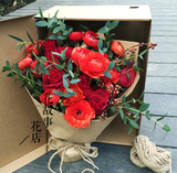 花故事花店上海花束全国鲜花速递生日情人节送花红色洋牡丹小花束