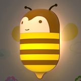 夜精灵小蜜蜂光控感应壁纸灯卧室床头灯LED节能灯小夜灯卡通动物