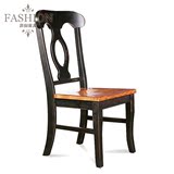美式乡村餐桌椅黑色白色欧式地中海风格做旧实木家具定制现货餐椅
